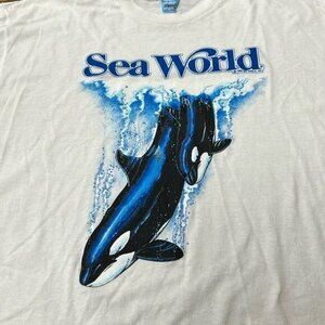 Vintage Sea World Orca T-Shirt XL 1989 Stedman Super 50 Cotton/Polyester Made In